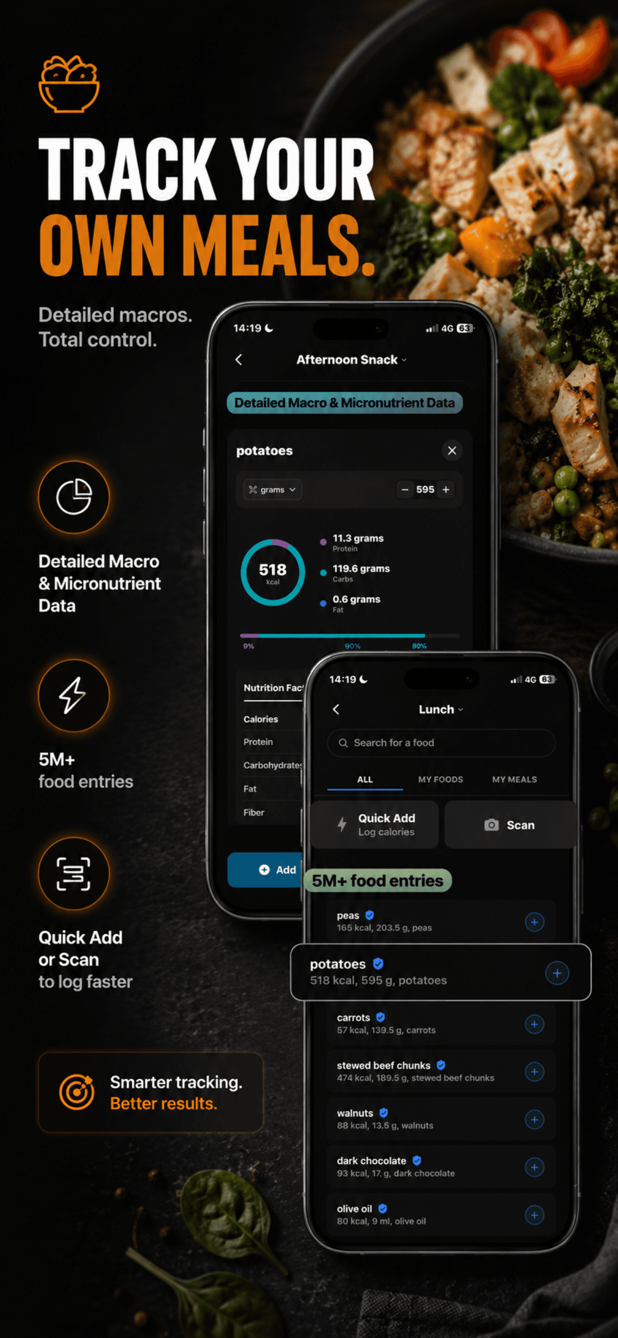 AthletesLab detailed nutrition tracking interface with macro and micronutrient breakdown