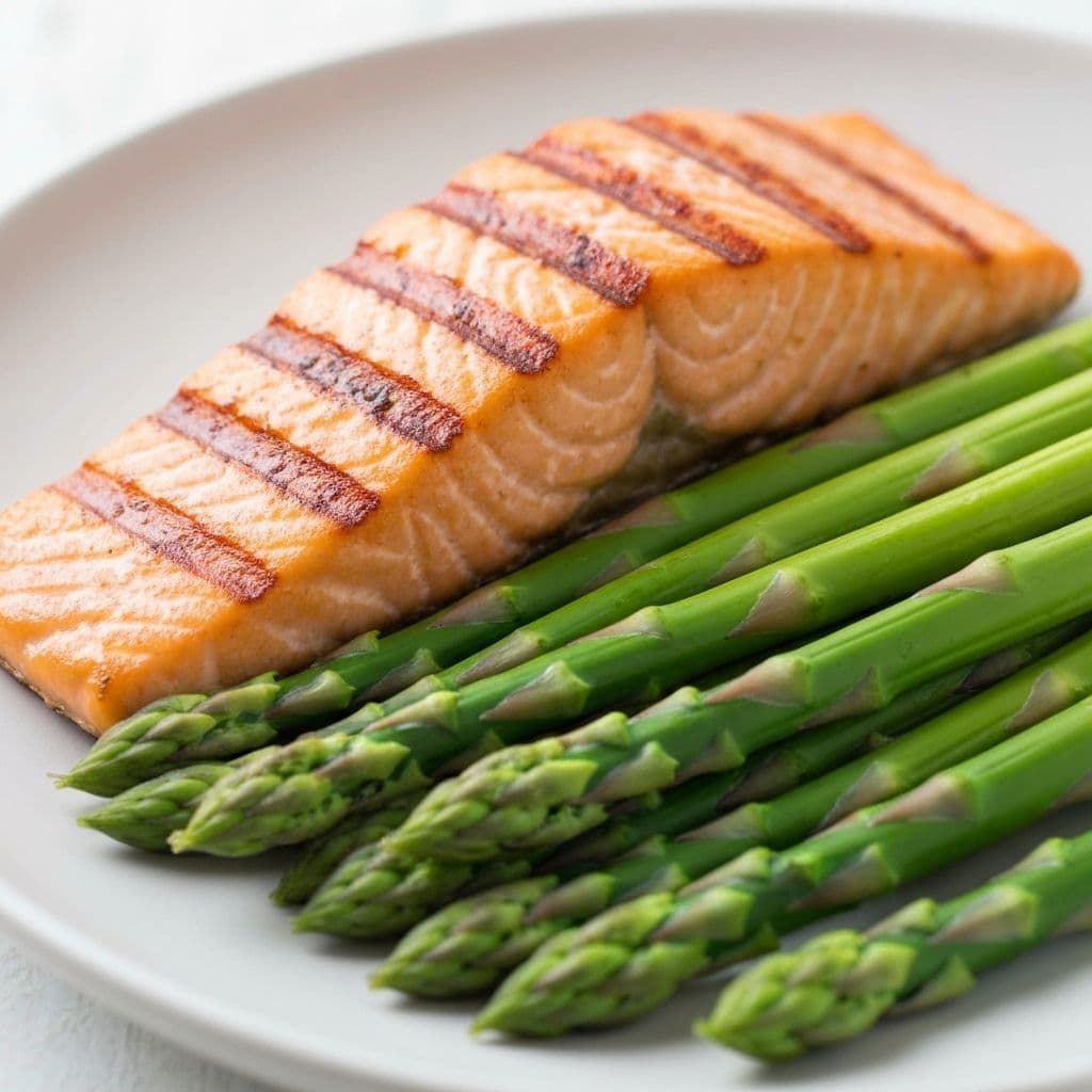 Grilled salmon and asparagus